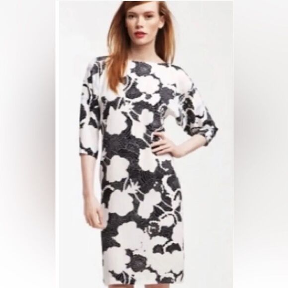 DIANE VON FURSTENBERG Maja Two Roses Line Silk Shift Dress Sz 6 - Picture 1 of 10